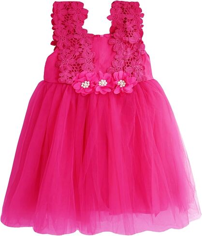 BGFKS Baby Girl Flower Lace Dress Elegant Princess Toddler Tulle Dress for Wedding Birthday Party. in Kuwait