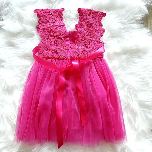 BGFKS Baby Girl Flower Lace Dress Elegant Princess Toddler Tulle Dress for Wedding Birthday Party. in Kuwait