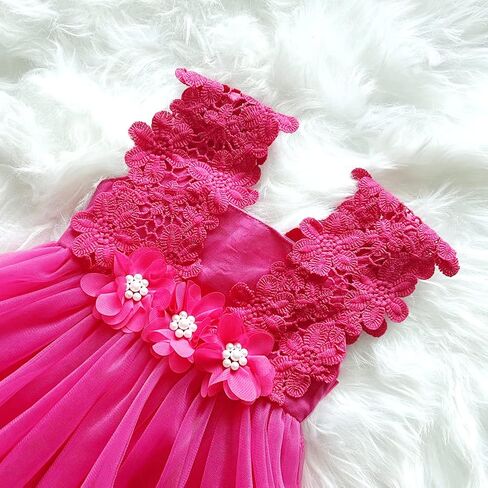 BGFKS Baby Girl Flower Lace Dress Elegant Princess Toddler Tulle Dress for Wedding Birthday Party. in Kuwait