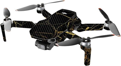جلود قوية من ألياف الكربون متوافقة مع طائرة DJI Mini 2 المحمولة بدون طيار - حماية من الرخام الذهبي الأسود، لمسة نهائية متينة من ألياف الكربون سهلة الاستخدام، مصنوعة في الولايات المتحدة الأمريكية in Saudi Arabia