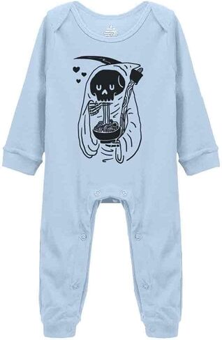 Snagminio Skull Love Food Baby Long Sleeve Playsuit Newborn Bodysuit Outfit Clothes in Kuwait