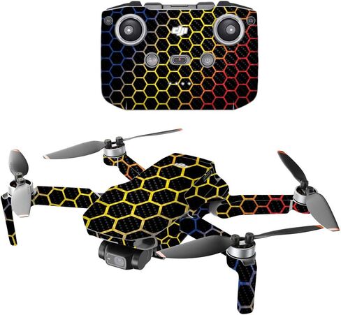 جلود قوية من ألياف الكربون متوافقة مع طائرة DJI Mini 2 المحمولة بدون طيار - حماية من الرخام الذهبي الأسود، لمسة نهائية متينة من ألياف الكربون سهلة الاستخدام، مصنوعة في الولايات المتحدة الأمريكية in Saudi Arabia
