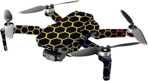جلود قوية من ألياف الكربون متوافقة مع طائرة DJI Mini 2 المحمولة بدون طيار - حماية من الرخام الذهبي الأسود، لمسة نهائية متينة من ألياف الكربون سهلة الاستخدام، مصنوعة في الولايات المتحدة الأمريكية in Saudi Arabia