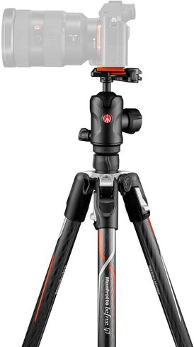 Manfrotto Befree GT 4-Section Carbon Fiber Travel Tripod with 496 Ball Head, Black in Saudi Arabia