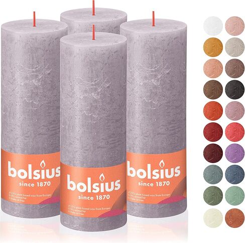 BOLSIUS 4 Pack Spice Brown Rustic Pillar Candles - 2.75 X 5 Inches - Premium European Quality - Natural Eco-Friendly Plant-Based Wax - Unscented Dripless Smokeless 60 Hour Party and Wedding Candles in Kuwait