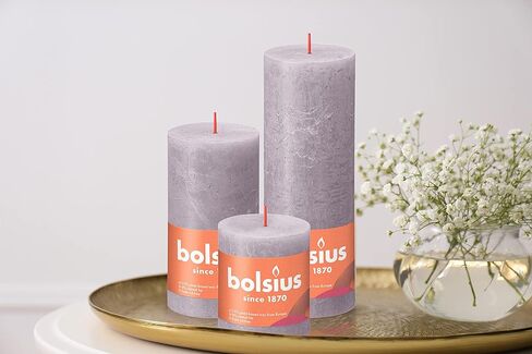 BOLSIUS 4 Pack Spice Brown Rustic Pillar Candles - 2.75 X 5 Inches - Premium European Quality - Natural Eco-Friendly Plant-Based Wax - Unscented Dripless Smokeless 60 Hour Party and Wedding Candles in Kuwait