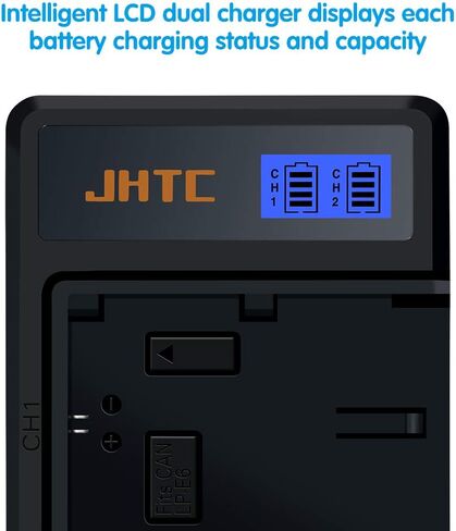 JHTC LP-E6 Rechargeable Battery Pack (2pack) and Dual USB LED Charger, Compatible with Canon LP-E6, LP-E6N and Canon EOS 7D, 7D Mark II,EOS 60D,EOS 60Da, EOS 70D, EOS 80D,EOS R,XC10,XC15 in Kuwait