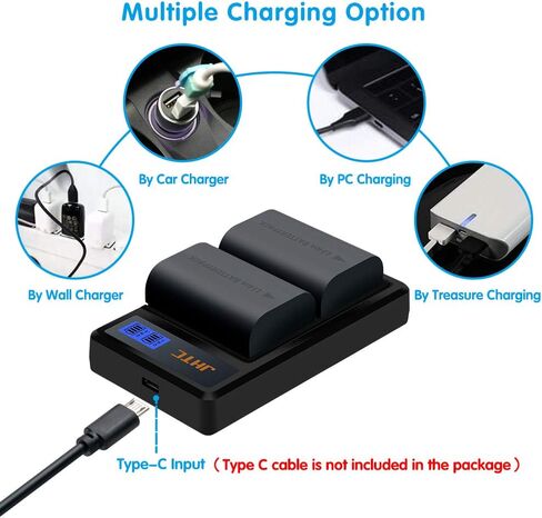 JHTC LP-E6 Rechargeable Battery Pack (2pack) and Dual USB LED Charger, Compatible with Canon LP-E6, LP-E6N and Canon EOS 7D, 7D Mark II,EOS 60D,EOS 60Da, EOS 70D, EOS 80D,EOS R,XC10,XC15 in Kuwait