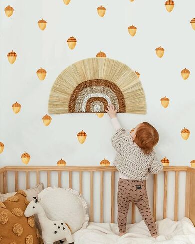 Acorn Wall Decals Peel and Stick Woodland Nursery Decor Wall Stickers Kids Room Wall Art Baby Girl Boy Bedroom Wall Decor in Saudi Arabia