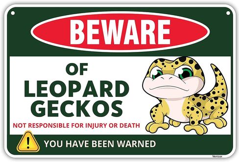 Venicor Leopard Gecko Sign Decor - 8 x 12 Inches - Aluminum - Leopard Gecko Tank Accessories Supplies Toy Gift in Saudi Arabia