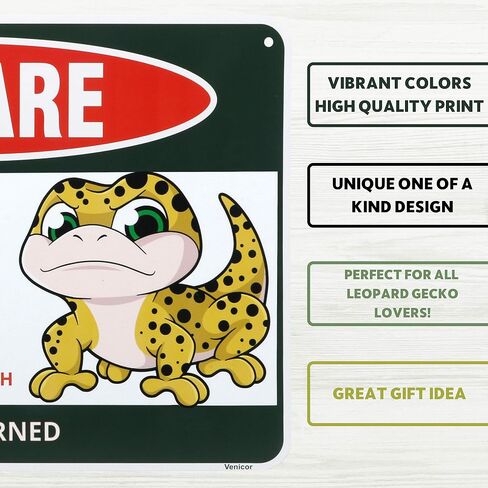 Venicor Leopard Gecko Sign Decor - 8 x 12 Inches - Aluminum - Leopard Gecko Tank Accessories Supplies Toy Gift in Saudi Arabia