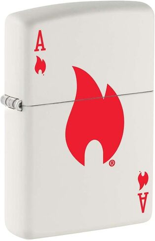 Zippo Lighter: Ace of Flames - White Matte 81342 in Saudi Arabia