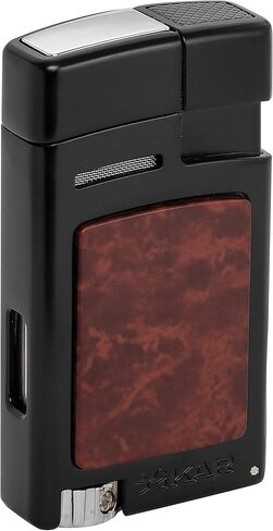 ولاعة لهب جيت من شيكار فورتي، ثقب سيجار قابل للطي 7 مم، مقياس وقود أحمر اللون، تصميم مستوحى من القضيب الساخن، إدراج زخرفي عالي اللمس، أسود مع إدراج عقدة in Kuwait