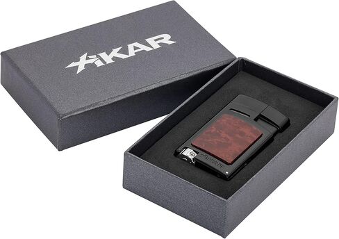 ولاعة لهب جيت من شيكار فورتي، ثقب سيجار قابل للطي 7 مم، مقياس وقود أحمر اللون، تصميم مستوحى من القضيب الساخن، إدراج زخرفي عالي اللمس، أسود مع إدراج عقدة in Kuwait