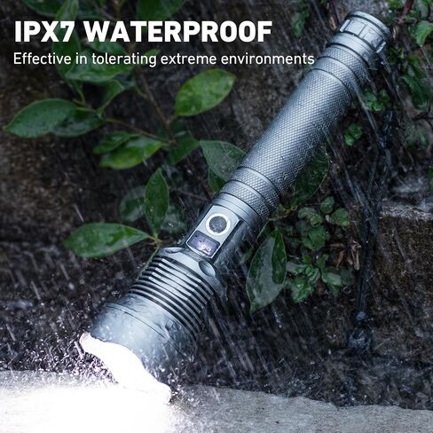 NiaoChao Flashlights High Lumens Rechargeable, 900000 Lumens Brightest LED FlashLight, 10000 Large Capacity, 5 Modes, IPX7 Waterproof, Powerful Flash light with LCD Display for Camping Home Gift in Saudi Arabia
