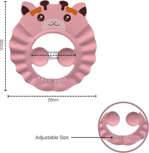3pcs Baby Shower Cap Pink, Blue and Yellow - Adjustable Shower Cap for Kids with Ear Protection - Prevent Water Entering in Eyes - Hair Washing Shield - Hair Washing Hat for Toddlers - Animal Design in Kuwait