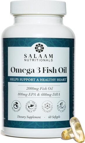 Salaam Nutritionals Halal Fish Oil, Burpless, Omega 3 DHA+ EPA 2,000mg for Heart, Eye, Brain and Joint Health. in Kuwait