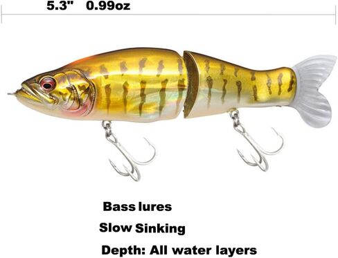 Proaovao Lifelike 3 Fishing Lures for Bass Trout Perch- Jointed Swimbait Hard Bait Freshwater Saltwater Fishing Gear Tackle Lures Kit in Saudi Arabia
