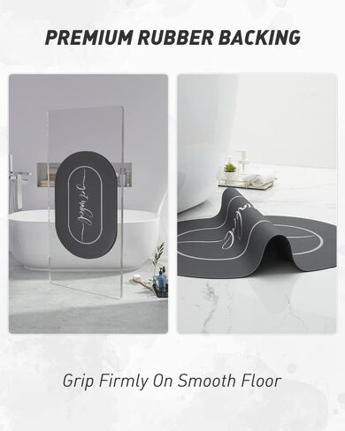tchdio-حمام حصيرة البساط 17 "× 27" لينة الأرض دياتومي غير زلة سريعة الجافة المطاط المدعومة الأسود الحمام البساط حصيرة ماصة الحصول على عارية حمام حصيرة البساط للحمام أرضية سهلة التنظيف باثمات in Kuwait