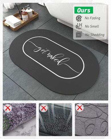 tchdio-حمام حصيرة البساط 17 "× 27" لينة الأرض دياتومي غير زلة سريعة الجافة المطاط المدعومة الأسود الحمام البساط حصيرة ماصة الحصول على عارية حمام حصيرة البساط للحمام أرضية سهلة التنظيف باثمات in Kuwait