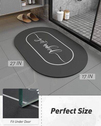 tchdio-حمام حصيرة البساط 17 "× 27" لينة الأرض دياتومي غير زلة سريعة الجافة المطاط المدعومة الأسود الحمام البساط حصيرة ماصة الحصول على عارية حمام حصيرة البساط للحمام أرضية سهلة التنظيف باثمات in Kuwait