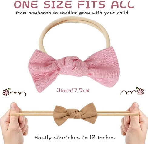 عصابات رأس من النايلون للفتيات الصغيرات من VOBOBE، أقواس شعر من الكتان، أربطة شعر مرنة محايدة للأطفال حديثي الولادة، مجموعة من 14 قطعة (النوع B) in Kuwait
