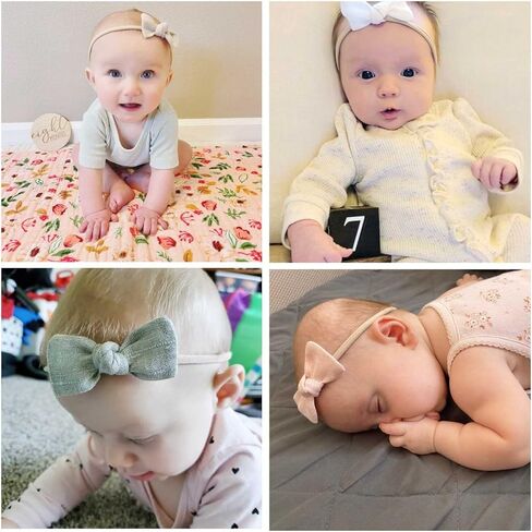 عصابات رأس من النايلون للفتيات الصغيرات من VOBOBE، أقواس شعر من الكتان، أربطة شعر مرنة محايدة للأطفال حديثي الولادة، مجموعة من 14 قطعة (النوع B) in Kuwait