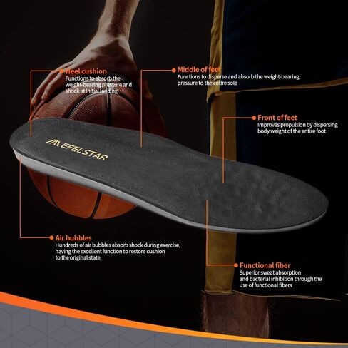 Sport Athletic Shoe Insoles for Basketball Shock Absorption Inserts Performance Insoles Comport Insoles WOODSAIR Champ Insole (8.5-9 Women / 7.5-8 Men) in Saudi Arabia