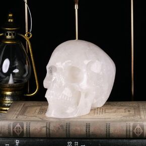 MR.SKULL جمجمة كريستال كوارتز شفافة مقاس 5.0 بوصة، واقعية للغاية، حجر شفاء كريستالي، منحوتة يدويًا من الأحجار الكريمة. (كوارتز أبيض) in Kuwait