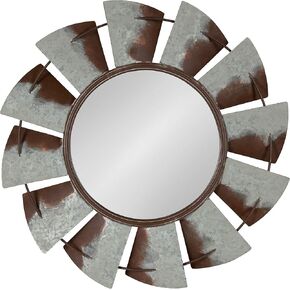 Kate and Laurel Millbrook Windmill Rustic Farmhouse Distressed Metal Wall Mirror, 32" Diameter in Saudi Arabia