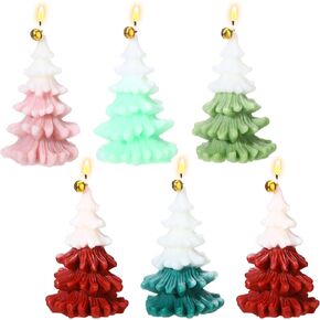 MTLEE 6 Pcs Christmas Tree Shaped Scented Candles for Home 3.7 Inches Xmas Scented Candles Gift Sets 5 Colors Fragrance Christmas Novelty Candle for Wedding Eve Holiday Dinner Party Supplies in Saudi Arabia
