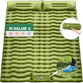 وسادة نوم فاخرة للتخييم، مرتبة تخييم سميكة 4 بوصات، وسادة نوم مزدوجة لشخصين، مرتبة تخييم كوين قابلة للنفخ مع مضخة قدم، حصيرة هوائية للبالغين - حقيبة الظهر/السفر بالسيارة/المشي لمسافات طويلة in Kuwait