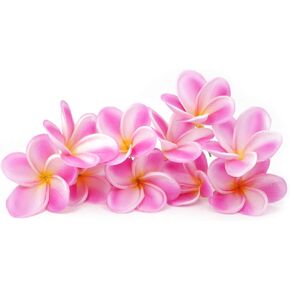 Bunch of 10 PU Real Touch Lifelike Artificial Plumeria Frangipani Flower Bouquets Wedding Home Party Decoration (Assorted Color)