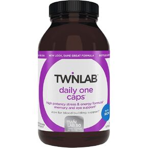 Twinlab Daily One Caps with Iron - Daily Multivitamin for Women & Men with 26 Essential Vitamins and Minerals - Vitamins for Energy, Immune Support, Stress Relief, Mood Boost, Eye Health, 180 Caps in Kuwait