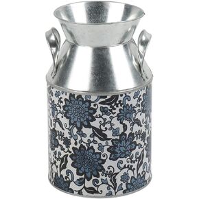 PHILPETY شابي شيك أنيق مصمم علبة حليب مجلفن بلمسة نهائية معدنية مزهرية ريفية بدائية حامل زهور مزخرف، 8.7 بوصة ارتفاع in Kuwait