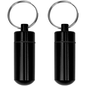 AKOAK 2 Pcs Colorful Round Aluminum Alloy Pill Bottle, Emergency Jar, Waterproof Outdoor Travel Portable Pill Bottle Key Chain (Green)