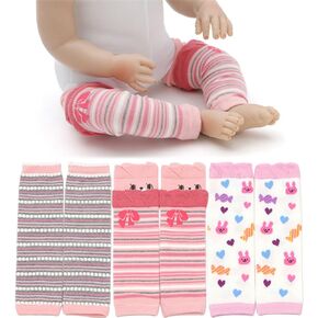 وسادات ركبة للأطفال من هيلنتو، مجموعة مكونة من 3 قطع لتدفئة ساق الطفل للزحف وجوارب الطفل لتدفئة الساق، وواقي جوارب الركبة in Kuwait