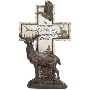 Napco Deer Cross Bronze Tone and Ivory 12.5 Inches Polyresin Sentimental Memorial Plaque in Kuwait