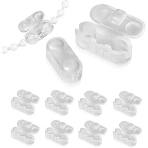 TUTUDOW 60pcs Chain Connectors Roller Shade Bead Chain Connector, Beaded Chain for Roller Shades and Vertical Blinds, Vertical Roman Roller Blind Ball Chain Cord Connector Clips (Transparent)