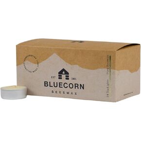 Bluecorn Beeswax 100% Pure Beeswax Tealight Candles in Metal Cups | Ivory White Tea Lights Candles | Long Burn (4 Hrs) | Soy, Paraffin, & Fragrance Free, Bulk 24-Pack | Handmade in Colorado in Kuwait