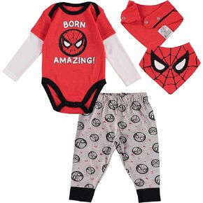 Spiderman Baby Boys Clothing 3-Piece Set with Bodysuit, Pants, and Bib - Marvel Avengers Baby Boy Outfit in Kuwait