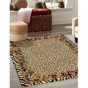 Unique Loom Wildlife Collection Area Rug - Leopard (2' 7" x 10' Runner, Light Brown/ Black) in Kuwait