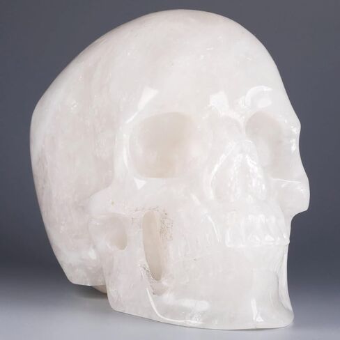 MR.SKULL جمجمة كريستال كوارتز شفافة مقاس 5.0 بوصة، واقعية للغاية، حجر شفاء كريستالي، منحوتة يدويًا من الأحجار الكريمة. (كوارتز أبيض) in Kuwait