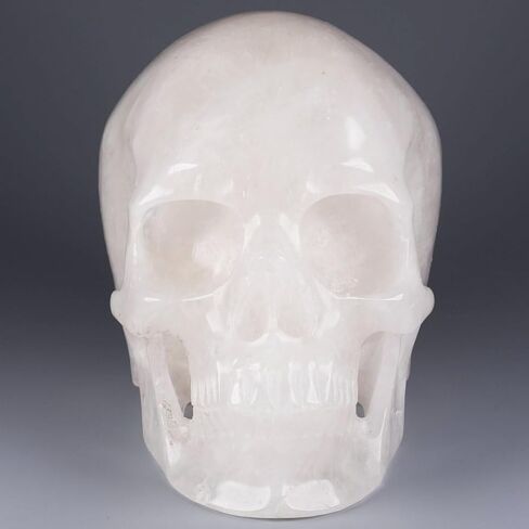 MR.SKULL جمجمة كريستال كوارتز شفافة مقاس 5.0 بوصة، واقعية للغاية، حجر شفاء كريستالي، منحوتة يدويًا من الأحجار الكريمة. (كوارتز أبيض) in Kuwait