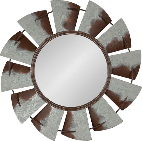 Kate and Laurel Millbrook Windmill Metal Wall Mirro, 32" Diameter, Silver in Saudi Arabia