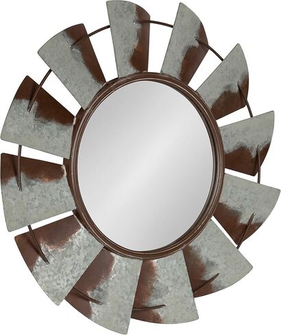 Kate and Laurel Millbrook Windmill Metal Wall Mirro, 32" Diameter, Silver in Saudi Arabia
