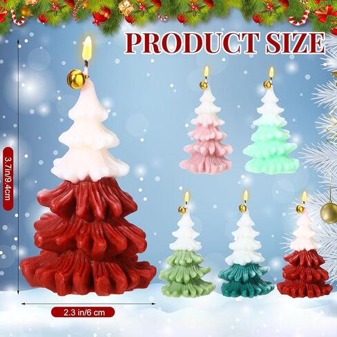 MTLEE 6 Pcs Christmas Tree Shaped Scented Candles for Home 3.7 Inches Xmas Scented Candles Gift Sets 5 Colors Fragrance Christmas Novelty Candle for Wedding Eve Holiday Dinner Party Supplies in Saudi Arabia