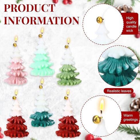 MTLEE 6 Pcs Christmas Tree Shaped Scented Candles for Home 3.7 Inches Xmas Scented Candles Gift Sets 5 Colors Fragrance Christmas Novelty Candle for Wedding Eve Holiday Dinner Party Supplies in Saudi Arabia