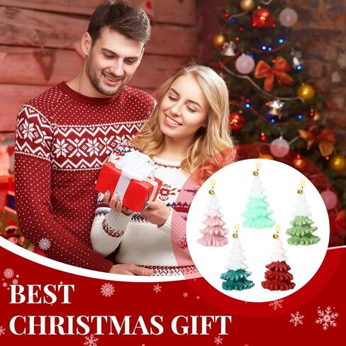 MTLEE 6 Pcs Christmas Tree Shaped Scented Candles for Home 3.7 Inches Xmas Scented Candles Gift Sets 5 Colors Fragrance Christmas Novelty Candle for Wedding Eve Holiday Dinner Party Supplies in Saudi Arabia