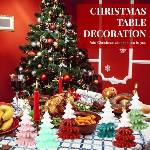 MTLEE 6 Pcs Christmas Tree Shaped Scented Candles for Home 3.7 Inches Xmas Scented Candles Gift Sets 5 Colors Fragrance Christmas Novelty Candle for Wedding Eve Holiday Dinner Party Supplies in Saudi Arabia